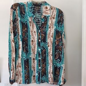 Bohemian Striped Button-Up Shirt